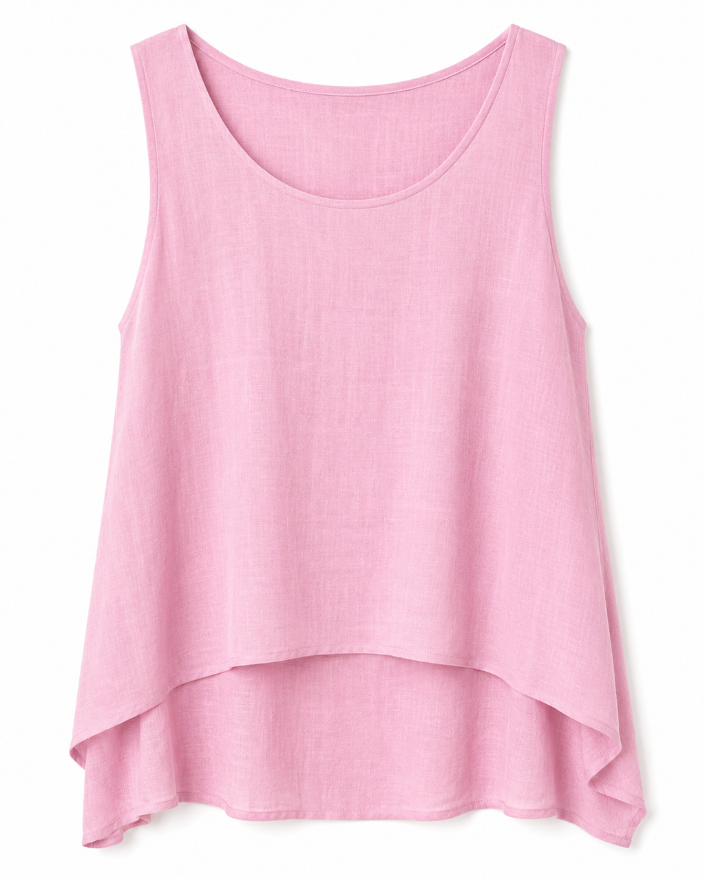 Women's Layered Sleeveless Blouse – Flowy High-Low Tank Top | Lightweight Casual Summer Tunic in Pink
