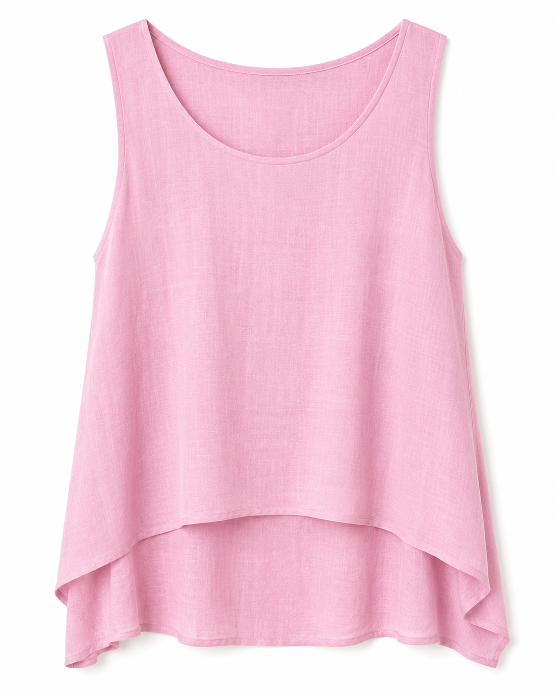 Women's Layered Sleeveless Blouse – Flowy High-Low Tank Top | Lightweight Casual Summer Tunic in Pink