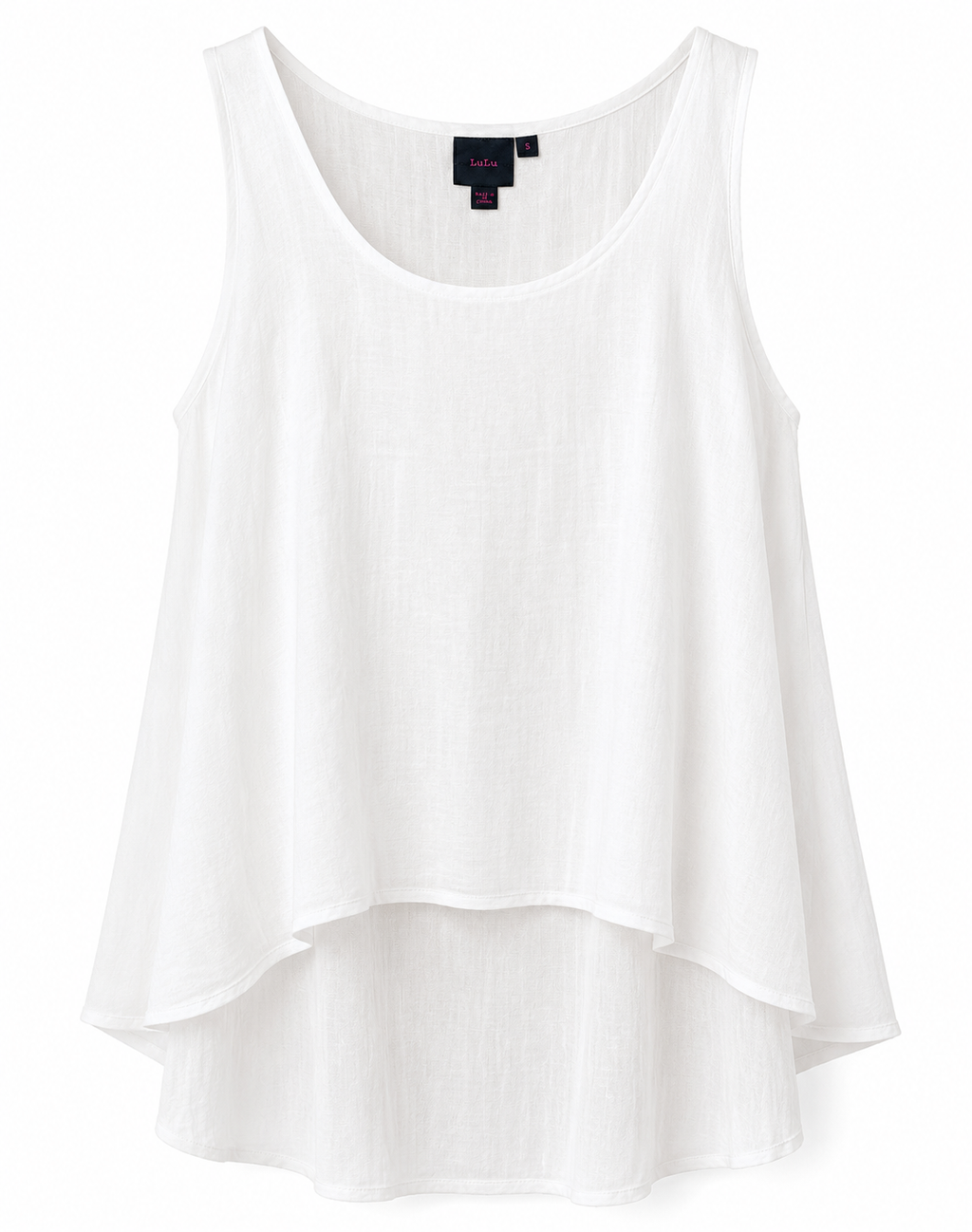 Women's Sleeveless Layered Tunic Top – Flowy High-Low Tank Blouse | Lightweight Casual Summer Vest in White