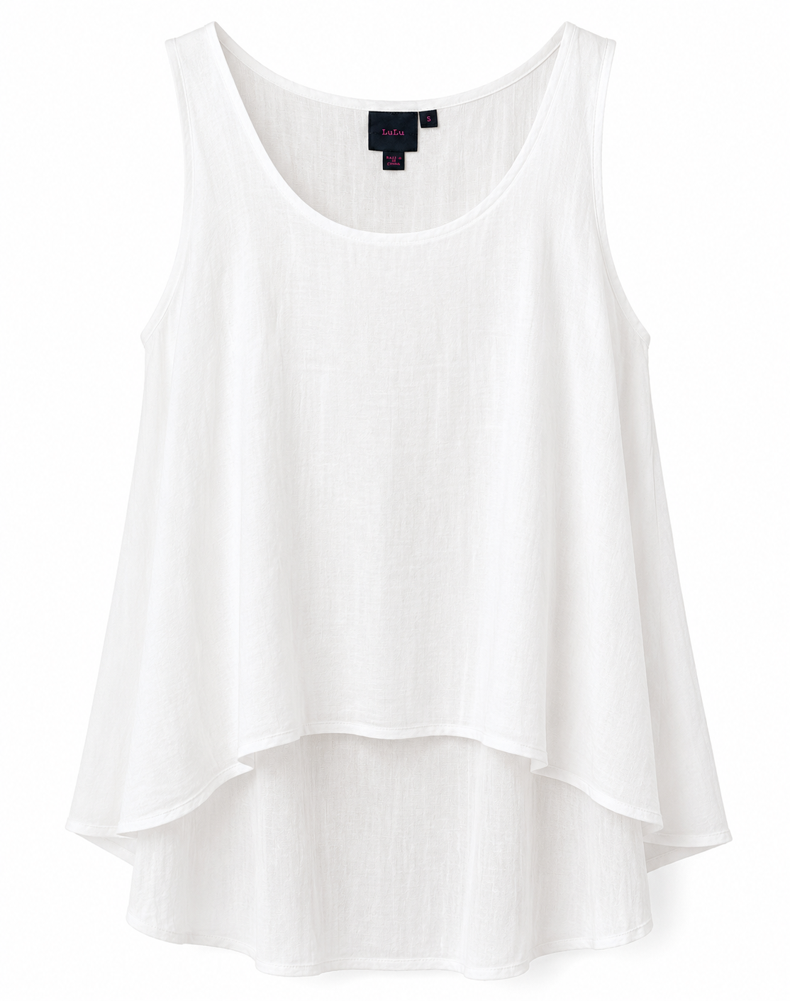 Women's Sleeveless Layered Tunic Top – Flowy High-Low Tank Blouse | Lightweight Casual Summer Vest in White