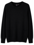 Women's Black Longline Knit Sweater Dress | Soft Crew Neck Long Sleeve Jumper with Pockets