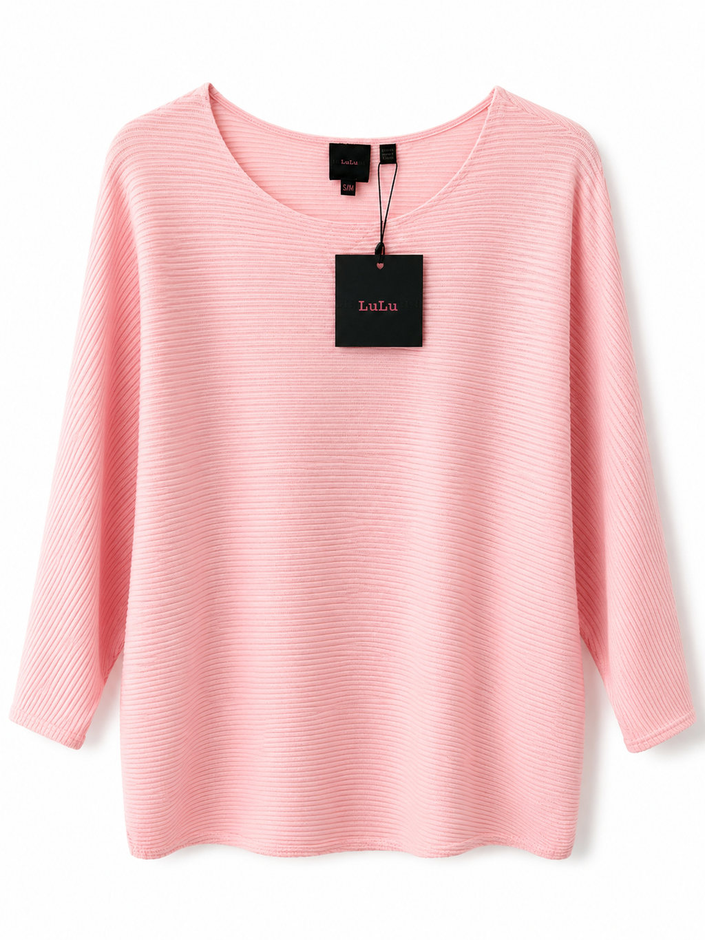 Women's Soft Pink Ribbed Knit Oversized Sweater | Lightweight Batwing Jumper