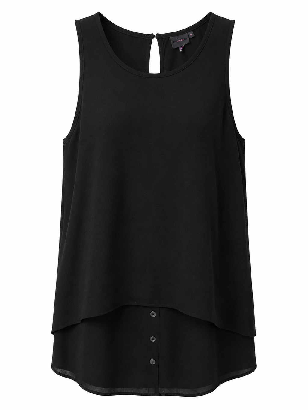 Women's Black Sleeveless Layered Chiffon Blouse | Elegant Double Layer Tank Top